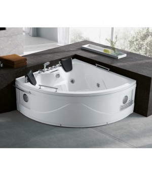 مغطس جاكوزي سستيم كامل مع خلاط وسماعة دش متحركة وانارة صيني 150 × 150 × 65 سم # js-8079-A